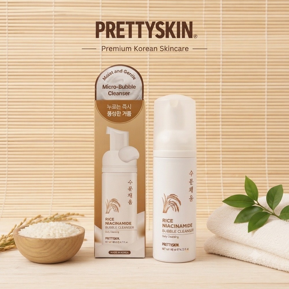 Prettyskin Rice Niacinamide Micro-Bubble Cleanser 140ml K-Beauty Foam **NEW**
